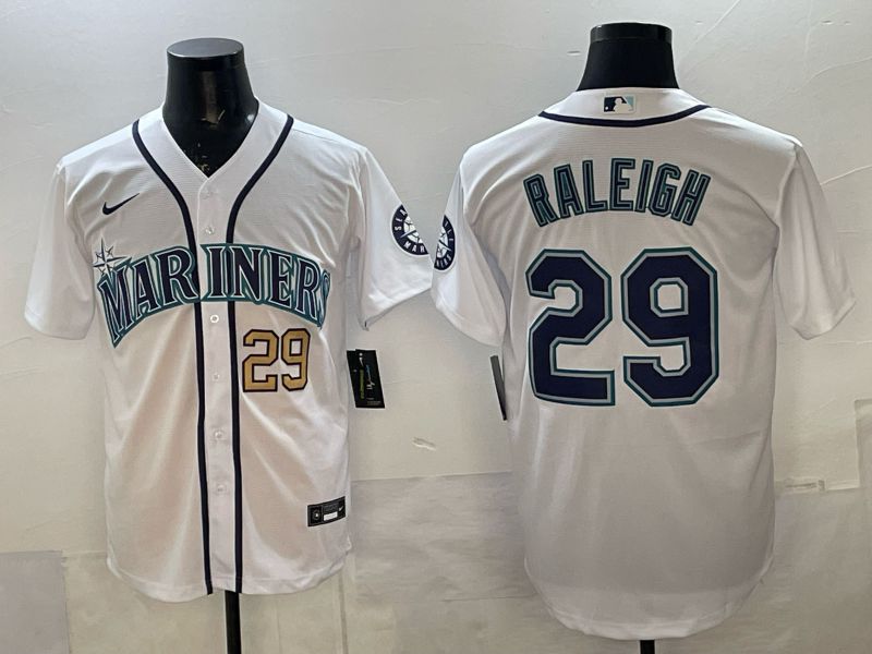 Men 2025 Nike Seattle Mariners #29 Raleigh White Game MLB Jersey 03->seattle mariners->MLB Jersey